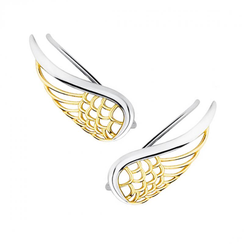 Cercei ear cuffs argint placati cu aur galben aripi DiAmanti Z1711EGR-DIA (Argint 925‰ 2 g.)